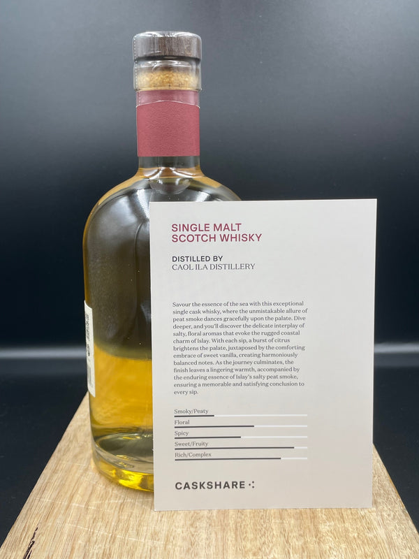 Tasting notes by Caskshare and an angle to highlight the glorious colour of the whisky.
