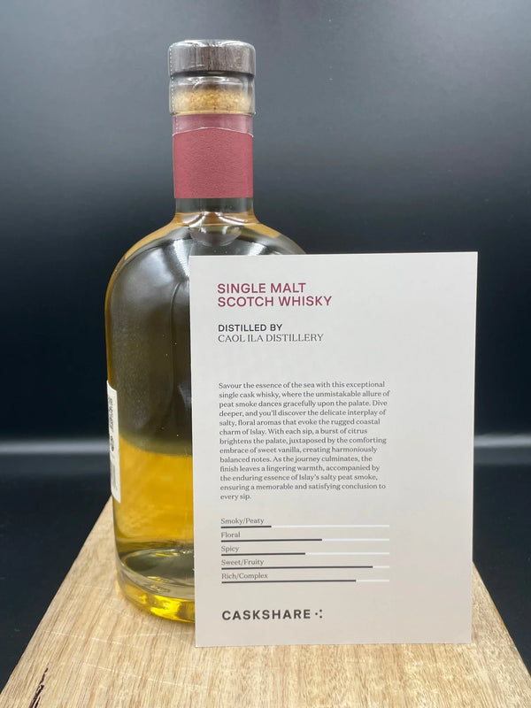 Tasting notes by Caskshare and an angle to highlight the glorious colour of the whisky.