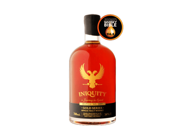 Iniquity Gold Label Batch 007 Australian Malt Whisky by Tin Shed Distillery 700mL