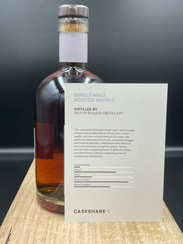 Tasting notes by Caskshare and an angle to highlight the glorious colour of the whisky.