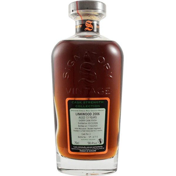 Linkwood 13 Year Old 2006 speyside single malt by signatory vintage 700ml