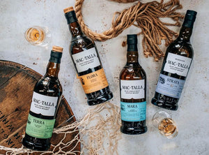 Mac-Talla Islay single malt core range whisky bottles