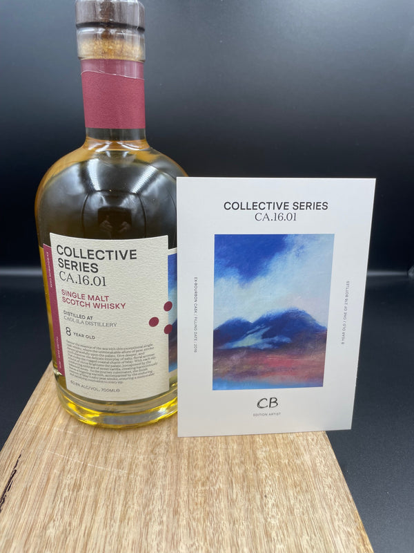 Caskshare Collective Series bottling. Artwork by CB abstractly depicts the rugged Islay coast. 