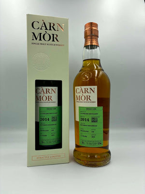 Cárn Mör single malt Scotch whisky bottle and box on a white background