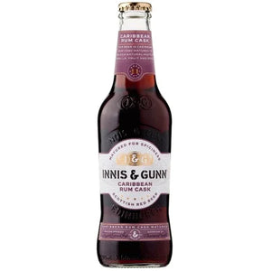 Innis & Gunn Caribbean Rum Cask beer bottle on a white background