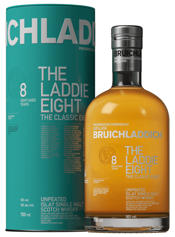 Bruichladdich the Laddie Eight 8 year old single malt scotch whisky 700ml in gift tube