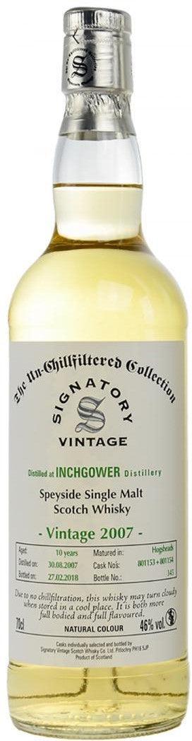 Inchgower 2007 10 year old single malt scotch whisky Signatory Vintage