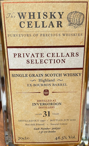 Invergordon 31 Year Old 1990 - The Whisky Cellar Scotch Whisky 700mL