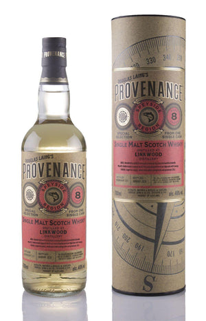 Linkwood 8 year old 2011 single cask scotch whisky by Provenance and Douglas Laing in gift tube