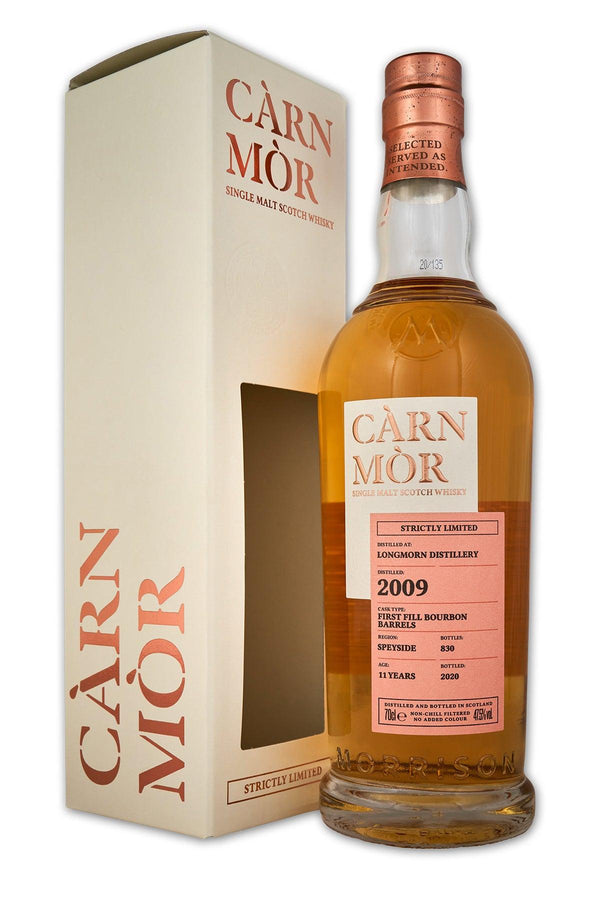 Longmorn 11 year old 2009 Morrisons Carn Mor Strictly Limited Scotch Whisky with Gift Box