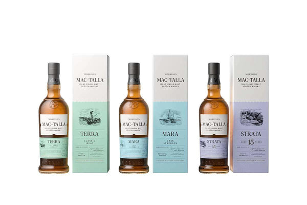 Morrison Mac-Talla Islay Single Malt Scotch Whisky 3 pack, Terra Mara and Strata. 