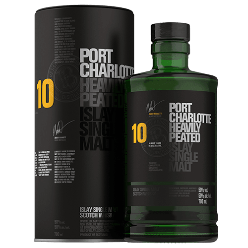 Port Charlotte 10 year old heavily peated Islay single malt scotch whisky by Bruichladdich 700ml