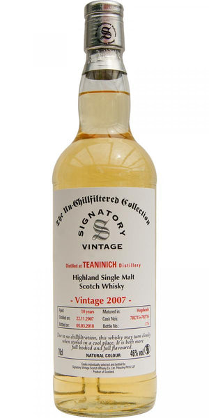 Teaninich 10 year old 2007 Signatory Vintage bottling of Single Malt Scotch Whisky