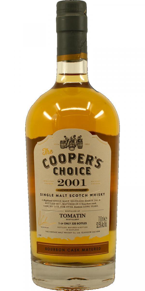 Tomatin 16 year old 2001 single cask scotch from the Coopers Choice 700ml